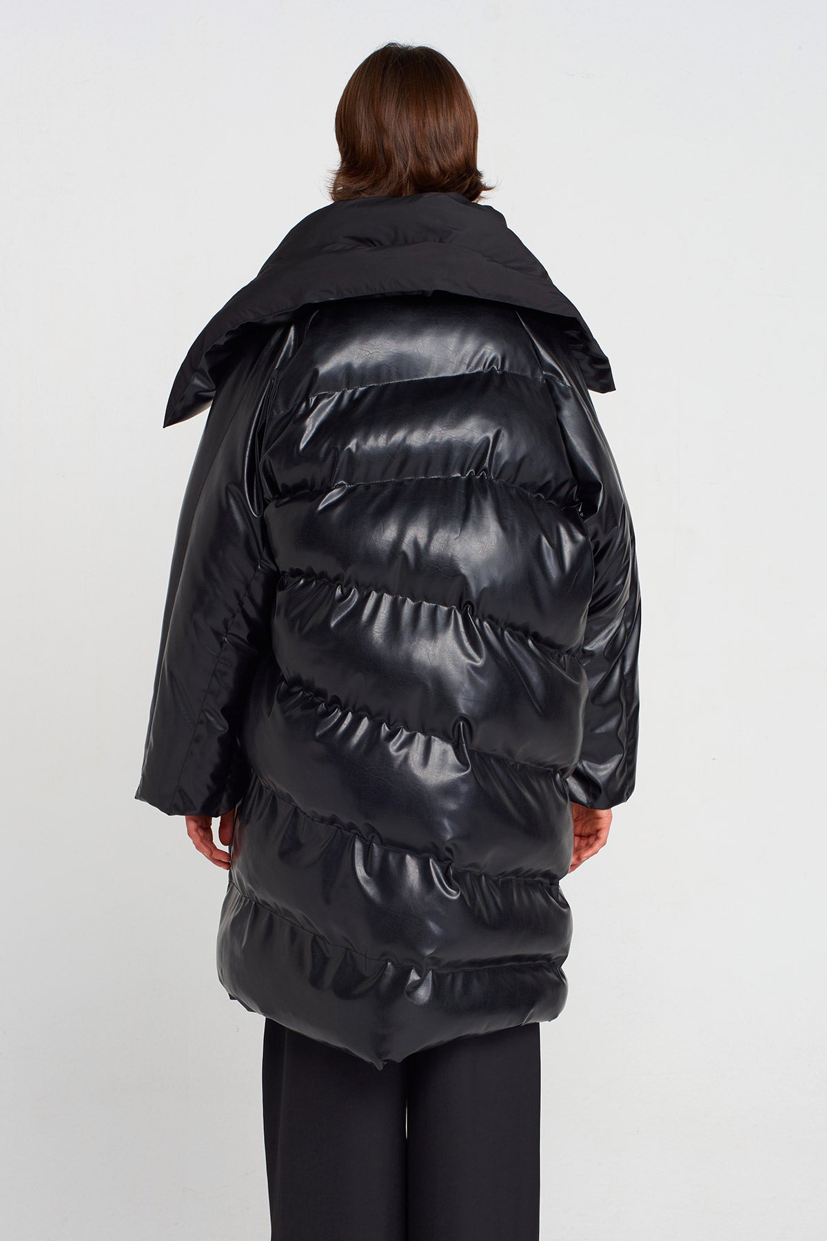Siyah Vegan Deri Puffer Kaban-K255015027