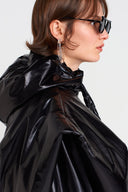 Black Shiny, Large Shoulder Bomber Jacket-K255015029