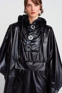 Black Shiny Oversize, Long Raincoat-K255015032