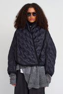 Siyah Kapitone Kısa Bomber Ceket-K255015046