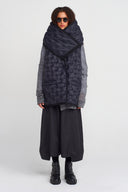 Black Quilted Large Collar Detailed Vest-K255015047