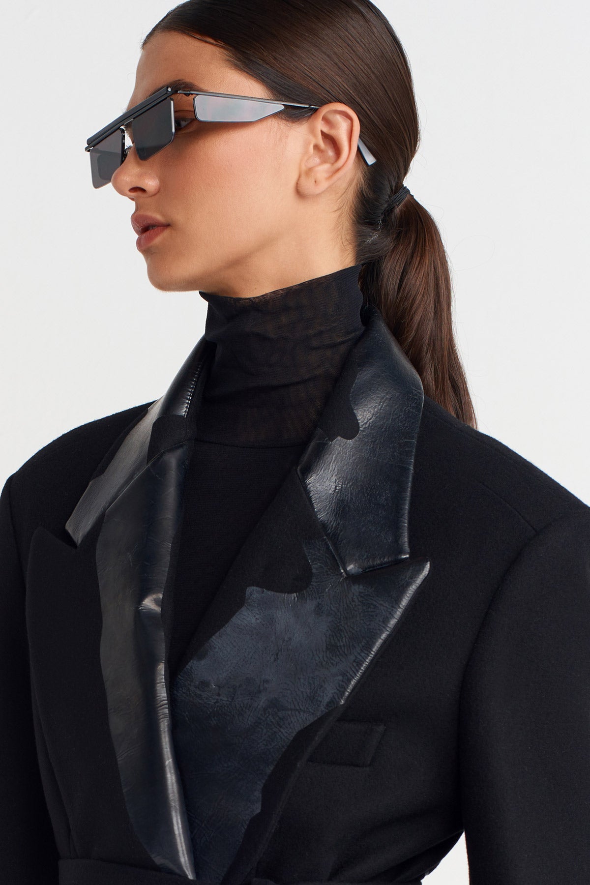 Siyah Baskılı, Belden Bağlanır Blazer Ceket-K255015056