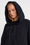 Siyah Dokulu Oversize Sweatshirt-K255015064