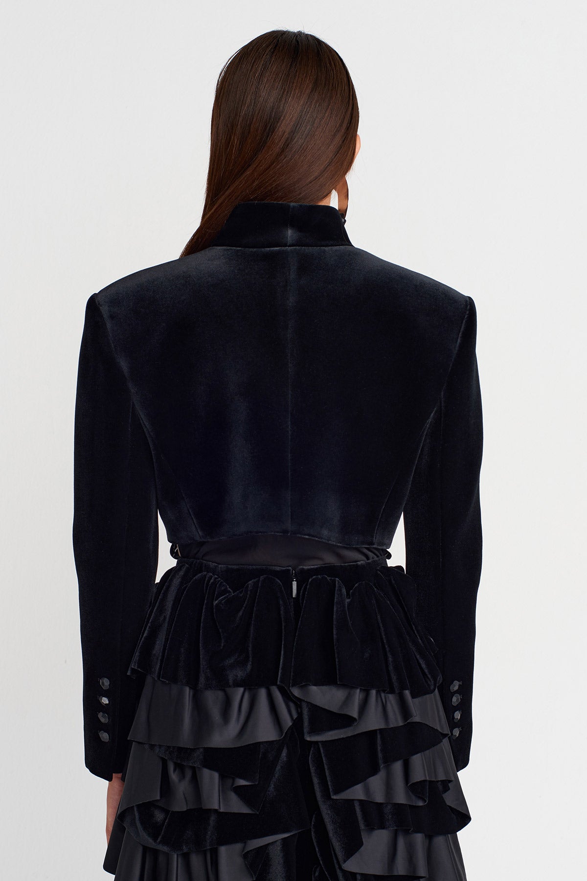 Black Short Velvet Jacket-K255015094