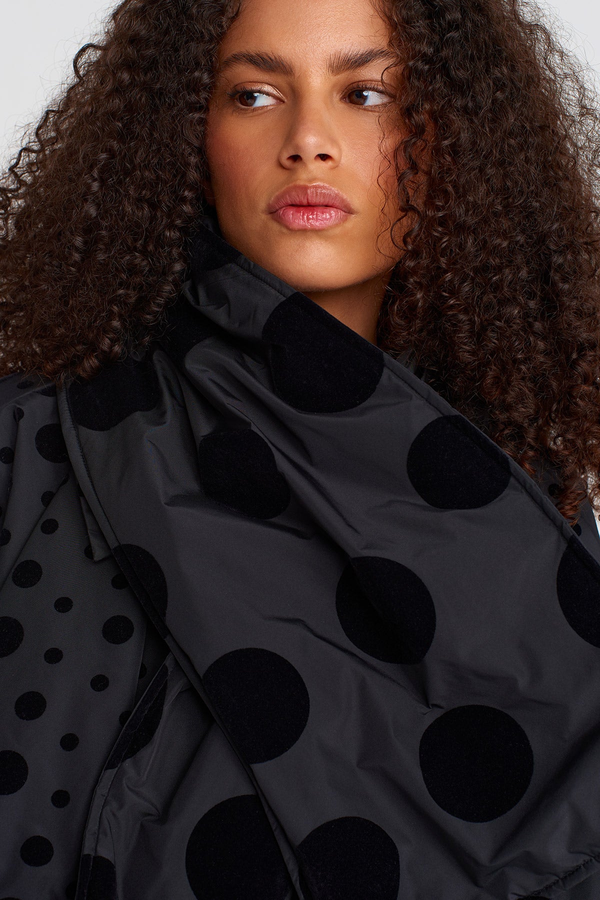 Multicolor Velvet Polka Dot Patterned Taffeta Scarf-K256016004