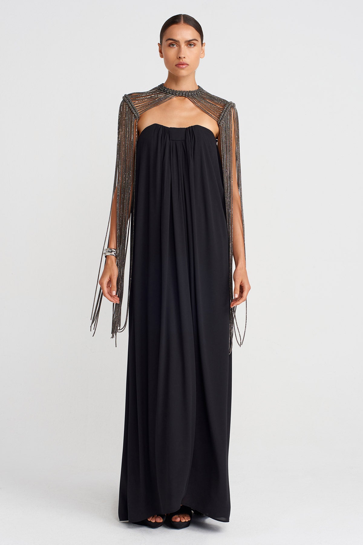 Antrasit Taş İpli Makrome Omuzluk-K256016014