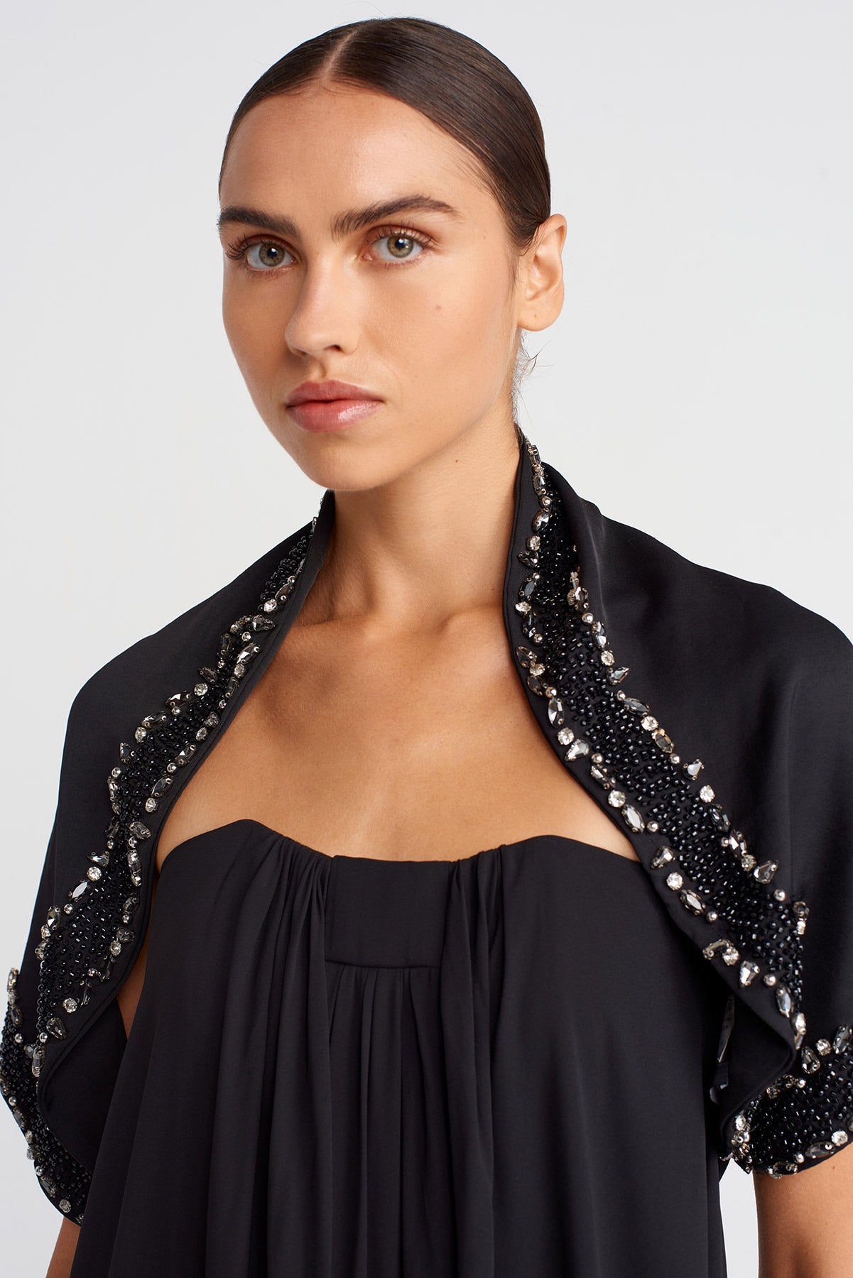 Black Hand Embroidered Shawl-K256016015