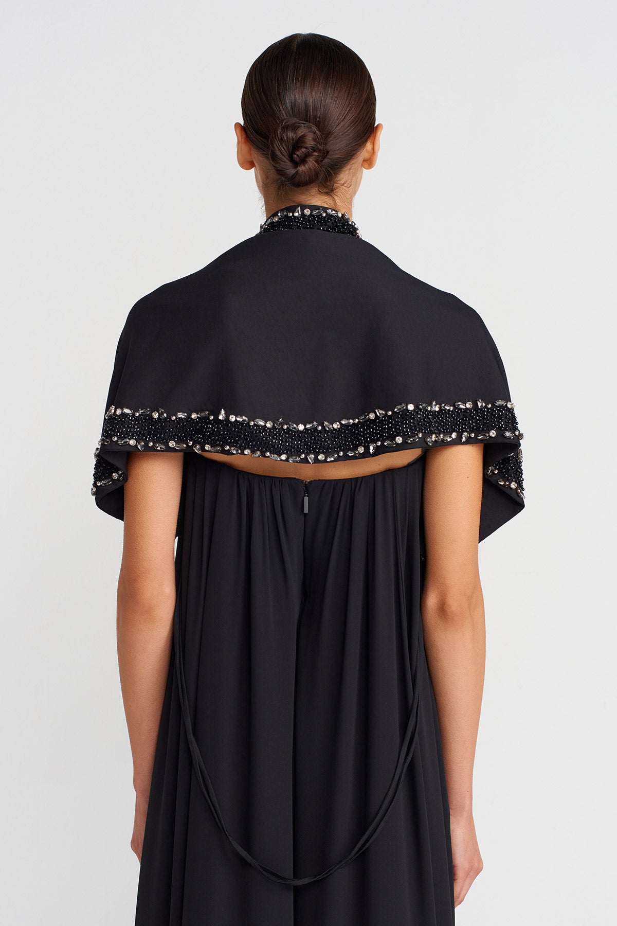 Black Hand Embroidered Shawl-K256016015