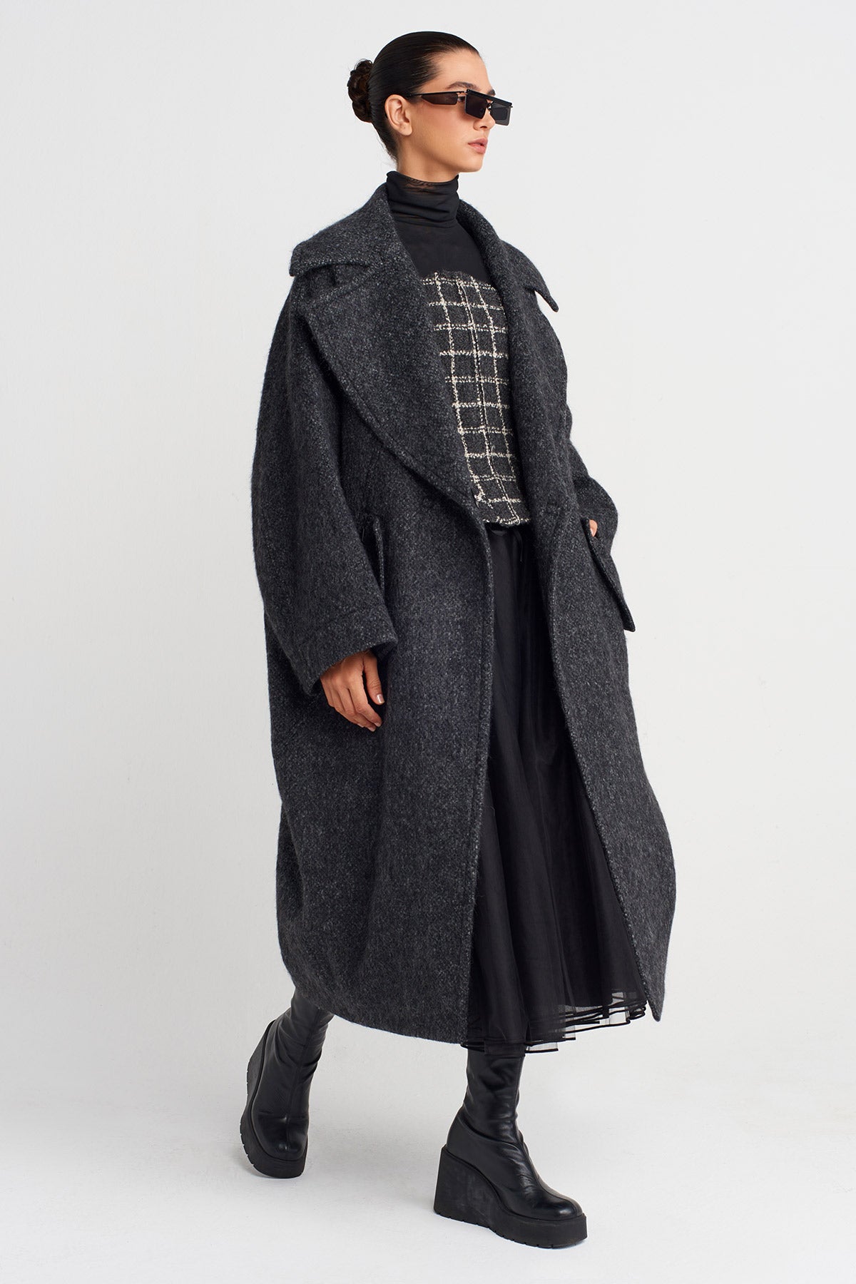 Beyaz/Siyah Oversize Kaban-K257017009