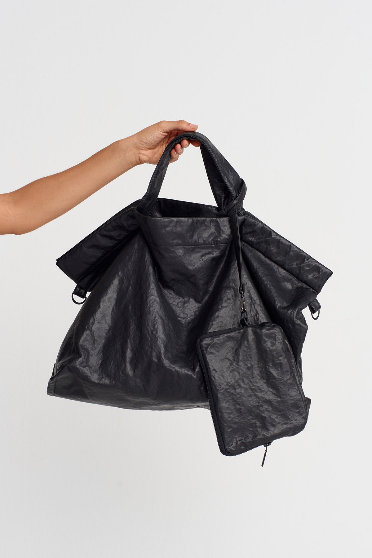 Black Leather Oversize Bag-K258018011