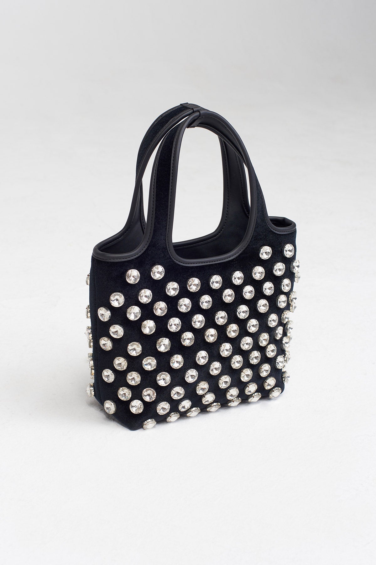 Black Stone Embroidered Velvet Handbag-K258018024