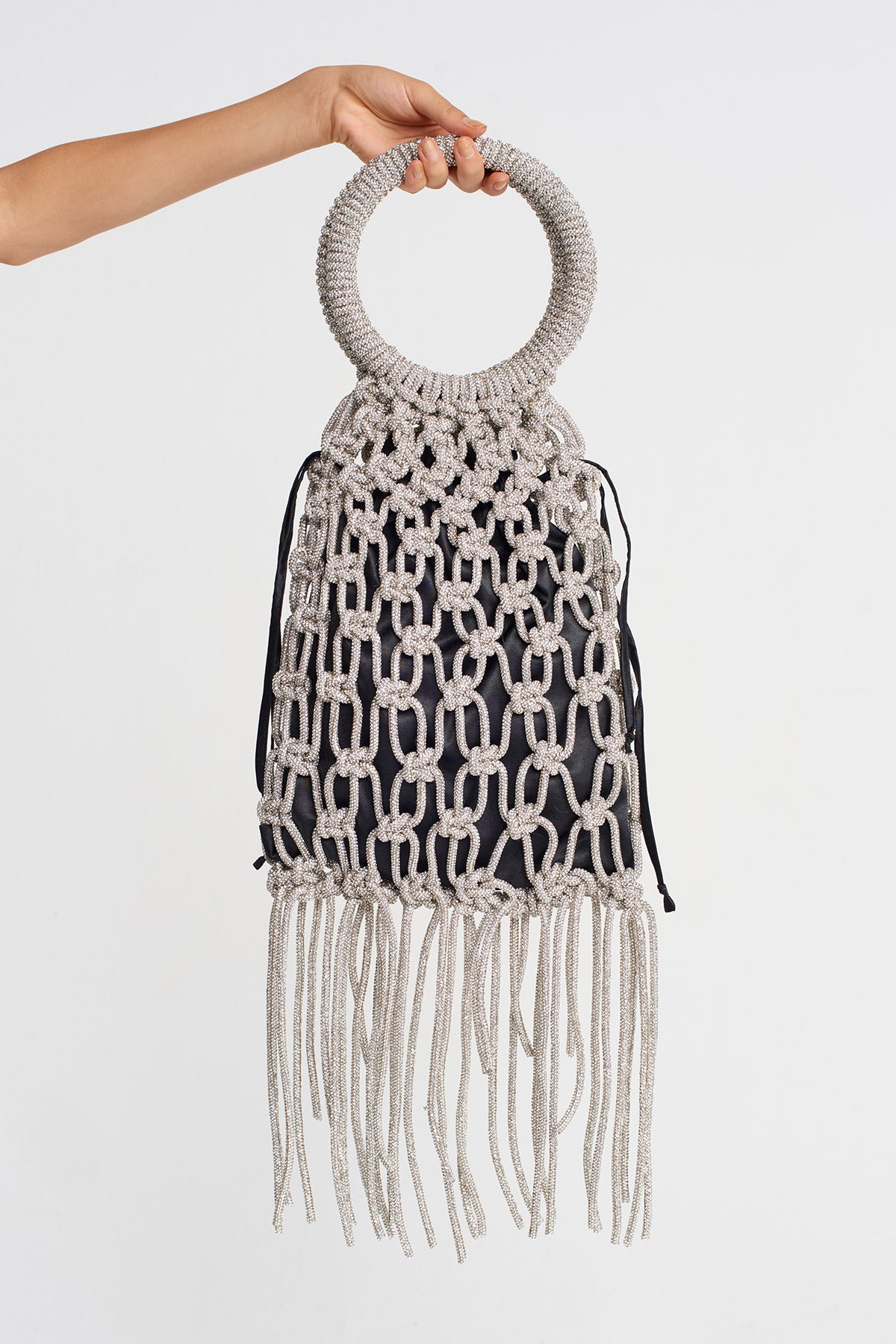 Silver Stone Rope Macrame Bag-K258018034