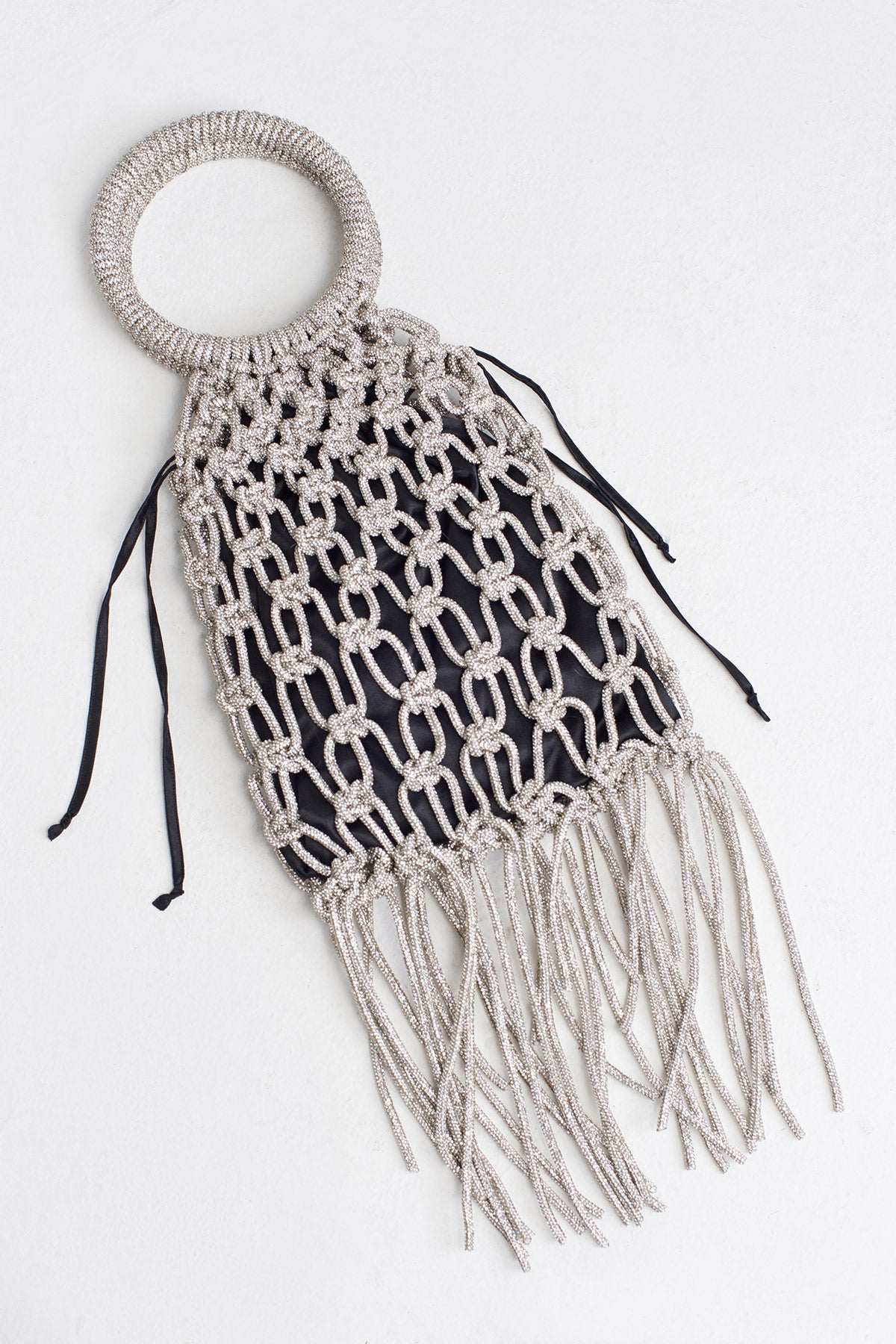 Silver Stone Rope Macrame Bag-K258018034