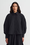 Black Taffeta Oversize Shirt-K261011020