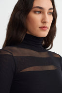 Black Transparent Tulle Bodysuit-K261011021