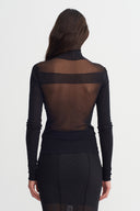 Black Transparent Tulle Bodysuit-K261011021