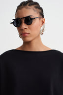 Siyah Oversize Düşük Omuz Sweatshirt-K261011023