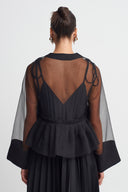 Siyah Organze Peplum Bluz-K261011032