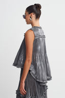 Gümüş Fırfır Detaylı Plise Bluz-K261011043