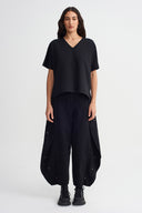 Siyah V Yaka Basic T-Shirt-K261011045