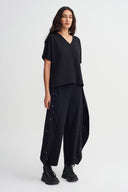 Siyah V Yaka Basic T-Shirt-K261011045