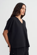 Siyah V Yaka Basic T-Shirt-K261011045