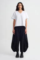 Kırık Beyaz V Yaka Basic T-Shirt-K261011045