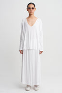 Kırık Beyaz V Yaka Oversize Bluz-K261011057