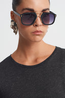 Çizgili Kumaş Detaylı T-Shirt-K261011081