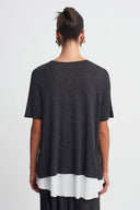 Çizgili Kumaş Detaylı T-Shirt-K261011081