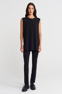 Siyah Kolsuz Oversize Jarse Bluz-K261011108