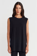 Siyah Kolsuz Oversize Jarse Bluz-K261011108
