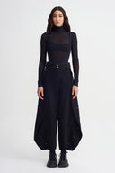 Siyah Hacimli Form Denim Pantolon-K263013022