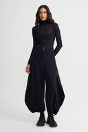 Siyah Hacimli Form Denim Pantolon-K263013022