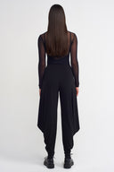Siyah Drapeli Jarse Pantolon-K263013057