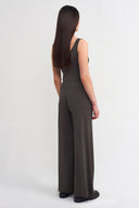 Kahverengi Bol Kesim Jarse Pantolon-K263013066