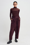 Bordo Kruvaze Kadife Pantolon-K263013074