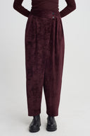 Bordo Kruvaze Kadife Pantolon-K263013074