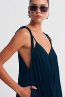 Pleated Strappy Midi Dress-K264014013