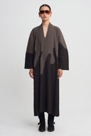 Renk Bloklu Piliseli Kaftan Elbise-K264014071