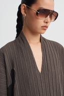 Renk Bloklu Piliseli Kaftan Elbise-K264014071