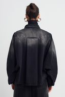 Siyah Yıkama Efektli Denim Ceket-K265015011