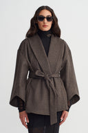 Mink Kuşaklı Şal Yaka Ceket-K265015026