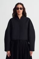 Black Short Melton Jacket-K265015030