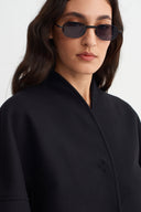 Black Short Melton Jacket-K265015030