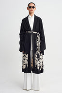 Floral Desenli Kuşaklı Kimono-K265015043