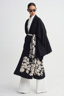 Floral Desenli Kuşaklı Kimono-K265015043