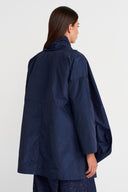 Gece Mavisi Bağlama Detaylı Oversize Ceket-K265015070