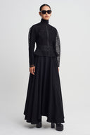 Black Fishnet Jacket Sitting at the Waist-K265015072