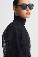Black Fishnet Jacket Sitting at the Waist-K265015072